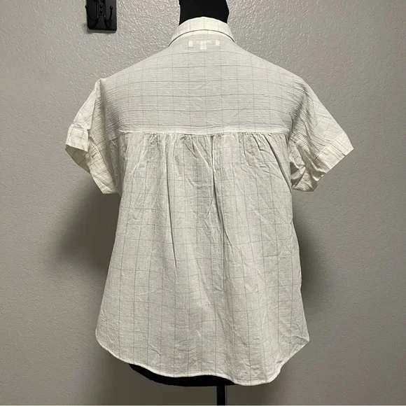 Madewell Light Spun Hilltop Cropped Fit Shirt in Windowpane Print MEDIUM - Picture 7 of 9